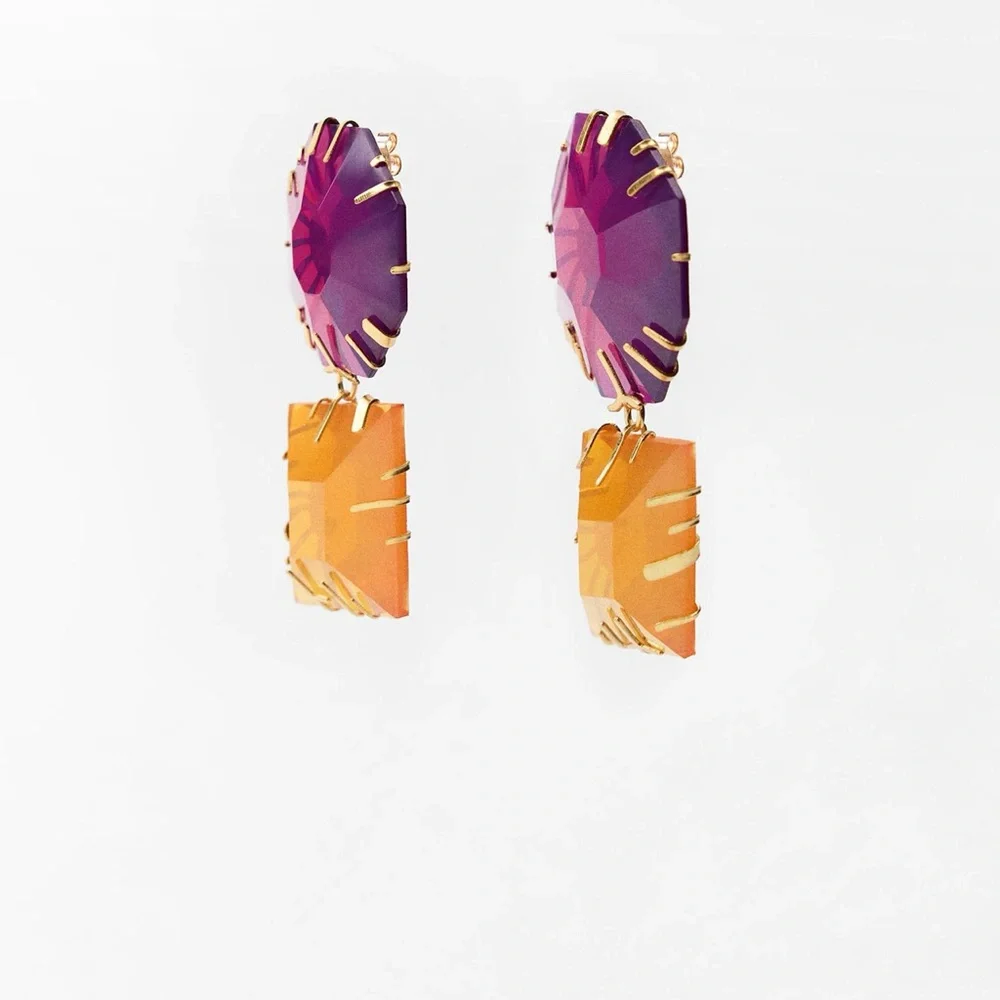 NWT Zara SOLID COLOR RESIN EARRINGS - Picture 4 of 7